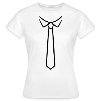 Cravate - T-shirt Femme - blanc - Devant - AI Model Female 172 dark (172cm)