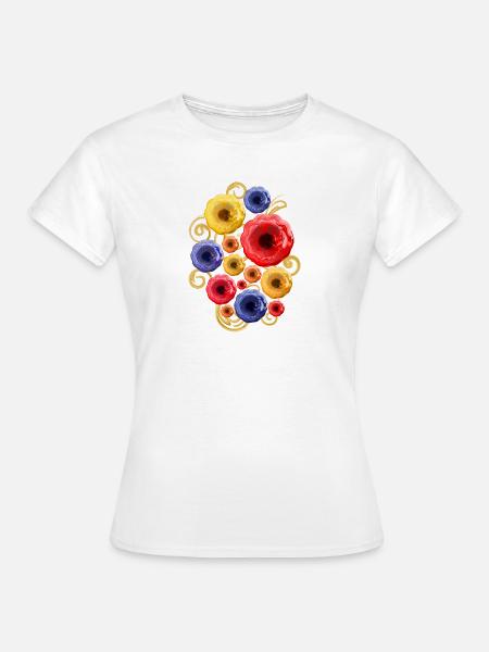 Bunte Blumen (Wasserfarben) - Frauen T-Shirt - Weiß