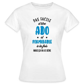 Teenager / Jugendliche / Jugendlicher / Kind - Frauen T-Shirt - Weiß - Vorne - AI Model Female 172 dark (172cm)
