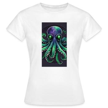 Octopus cosmique émeraude - T-shirt Femme - blanc - Devant - AI Model Female 172 dark (172cm)