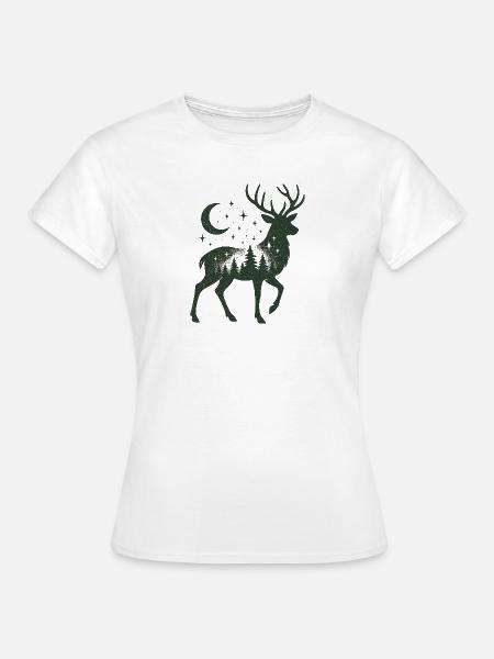 Sternenwald Hirsch Silhouette - Frauen T-Shirt - Weiß