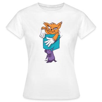 Verspielte Katze mit Mausmuster - Frauen T-Shirt - Weiß - Vorne - AI Model Female 172 dark (172cm)