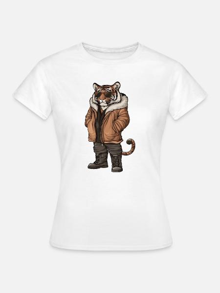 Tiger Cool Winter - Frauen T-Shirt - Weiß