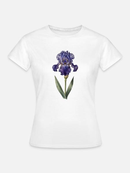 Lila Iris auf zartem Stängel - Frauen T-Shirt - Weiß