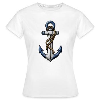 Classic Anchor with Rope Tattoo Style - Women's T-Shirt - white - Front - AI Model Female 172 dark (172cm)