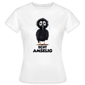 Echt Amselig Lustiger Vogel Spruch - Frauen T-Shirt - Weiß - Vorne - AI Model Female 172 dark (172cm)
