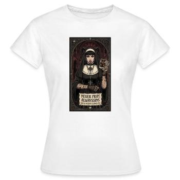 Never Pray, Always Sins Gothic Nun - Women's T-Shirt - white - Front - AI Model Female 172 dark (172cm)