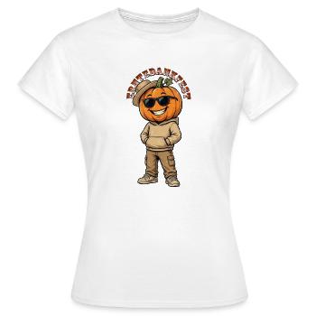 Thanksgiving : une citrouille cool et décontractée dans le style de la rue - T-shirt Femme - blanc - Devant - AI Model Female 172 dark (172cm)
