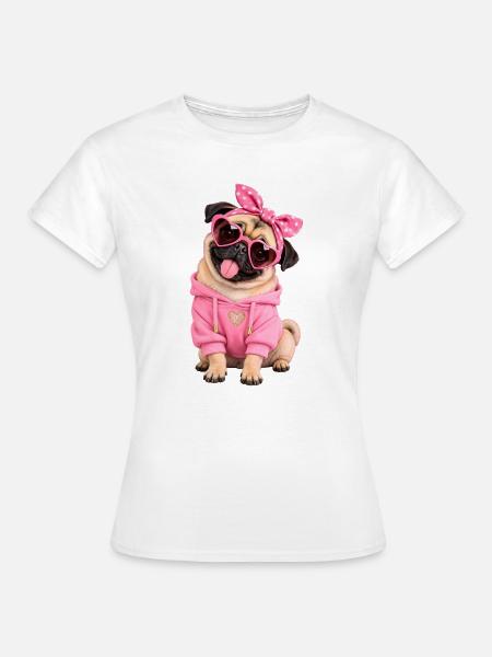 Mops Hund süßer Mops niedlicher Mops - Frauen T-Shirt - Weiß
