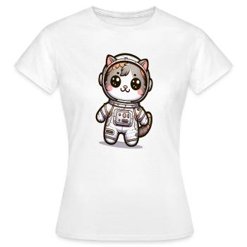 Chat en combinaison spatiale - T-shirt Femme - blanc - Devant - AI Model Female 172 dark (172cm)