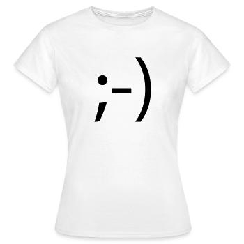 EmoTee Wink Alpha ;-) - Frauen T-Shirt - Weiß - Vorne - AI Model Female 172 dark (172cm)