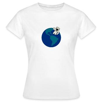 Astronaut, Raumfahrt, Erde, Spaceman, Weltall - Frauen T-Shirt - Weiß - Vorne - AI Model Female 172 dark (172cm)