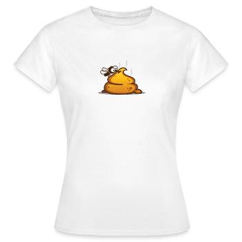 Une mouche se trouve sur une pile de merde - T-shirt Femme - blanc - Devant - AI Model Female 172 dark (172cm)