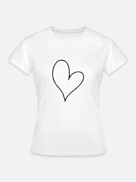 Herz Emoji Skizze - Frauen T-Shirt - Weiß