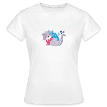 Chat avec cône d’école inscription à l’école - T-shirt Femme - blanc - Devant - AI Model Female 172 dark (172cm)