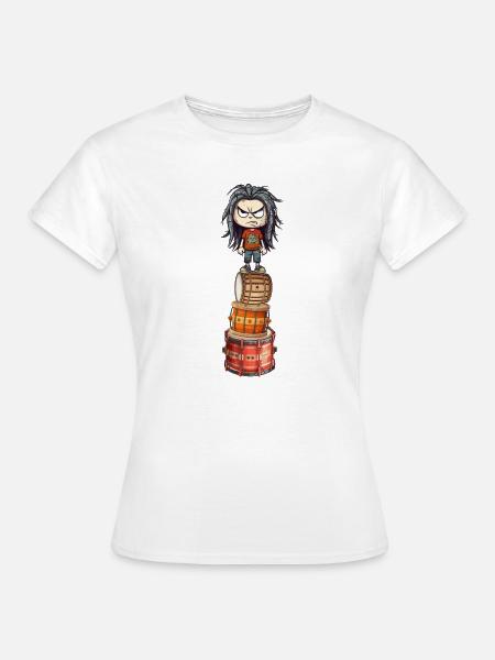Drummer Turm angry - Frauen T-Shirt - Weiß