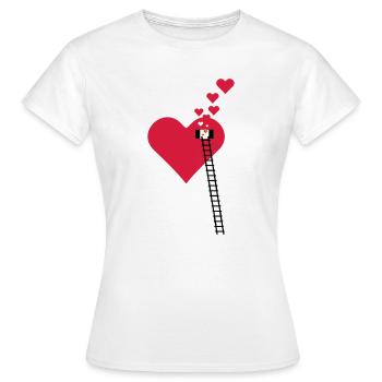 Échelle à la fenêtre - Fensterln / window heart (3c) - T-shirt Femme - blanc - Devant - AI Model Female 172 dark (172cm)