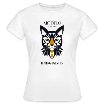 Katze Art Deco - Frauen T-Shirt - Weiß - Vorne - AI Model Female 172 dark (172cm)