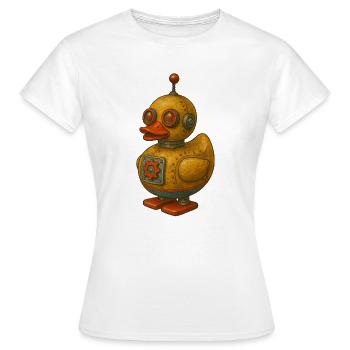 Retro Blech Roboter Ente - Frauen T-Shirt - Weiß - Vorne - AI Model Female 172 dark (172cm)