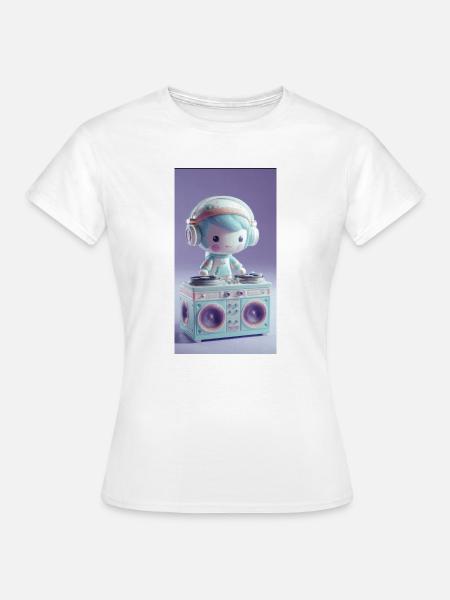 Pastell DJ Puppe am Turntable - Frauen T-Shirt - Weiß