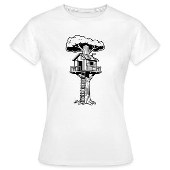 Cabane dans les arbres - T-shirt Femme - blanc - Devant - AI Model Female 172 dark (172cm)