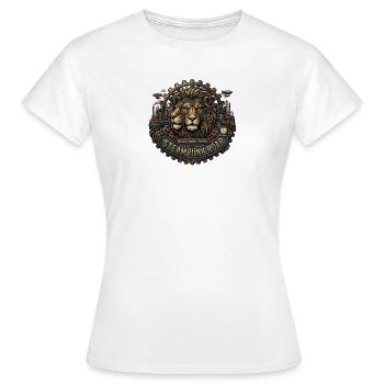 Steampunk Lion: Forge Your Legacy - Women's T-Shirt - white - Front - AI Model Female 172 dark (172cm)