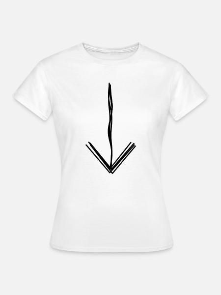 Pfeil nach unten handgezeichnet - Frauen T-Shirt - Weiß