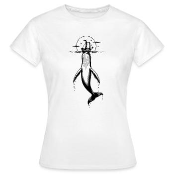 Wal & Segelschiff | Maritime Kunst - Frauen T-Shirt - Weiß - Vorne - AI Model Female 172 dark (172cm)