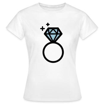 Bague de fiançailles avec diamant - T-shirt Femme - blanc - Devant - AI Model Female 172 dark (172cm)