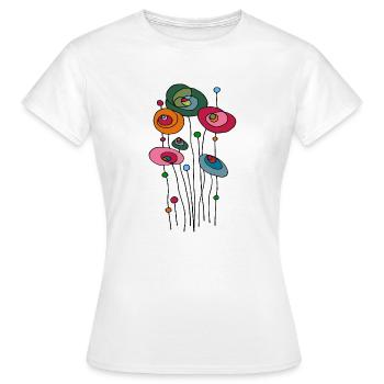 Bunte Blumen - Frauen T-Shirt - Weiß - Vorne - AI Model Female 172 dark (172cm)