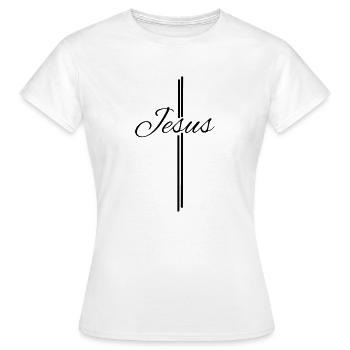 Jesus Kreuz - Christliche Designs - Bibel - Gott - Frauen T-Shirt - Weiß - Vorne - AI Model Female 172 dark (172cm)