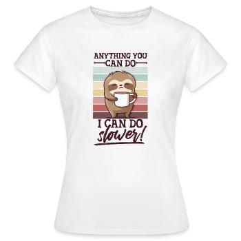 Spuch Faultier mit Tasse Müde Lustig Morgenmuffel - Frauen T-Shirt - Weiß - Vorne - AI Model Female 172 dark (172cm)