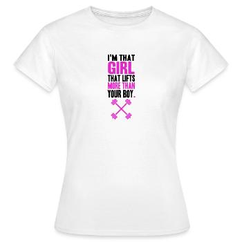 Weight Lifting Weights Bodybuilding Gym Gift - Women's T-Shirt - white - Front - AI Model Female 172 dark (172cm)