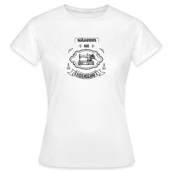Nähmaschine liebevoll und fleißig - Frauen T-Shirt - Weiß - Vorne - AI Model Female 172 dark (172cm)