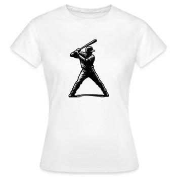 Baseball Spieler mit Baseballschläger - Frauen T-Shirt - Weiß - Vorne - AI Model Female 172 dark (172cm)