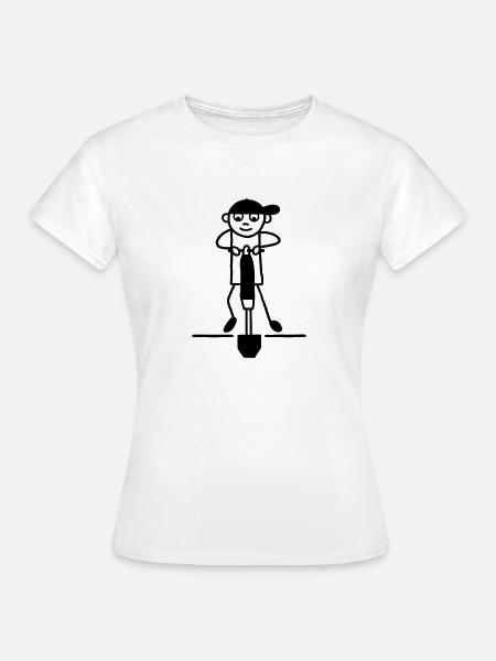 Straßenarbeiter mit Presslufthammer - Frauen T-Shirt - Weiß