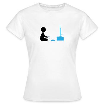 Ein Junge spielt mit seiner Spielekonsole - Frauen T-Shirt - Weiß - Vorne - AI Model Female 172 dark (172cm)