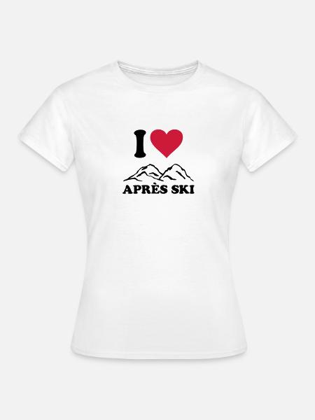 I love Apres Ski Berg Après-Ski Hüttengaudi Team - Dame-T-shirt - hvid