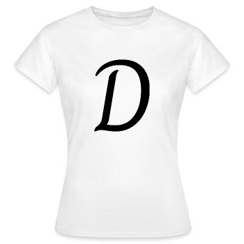 Lettre D - T-shirt Femme - blanc - Devant - AI Model Female 172 dark (172cm)