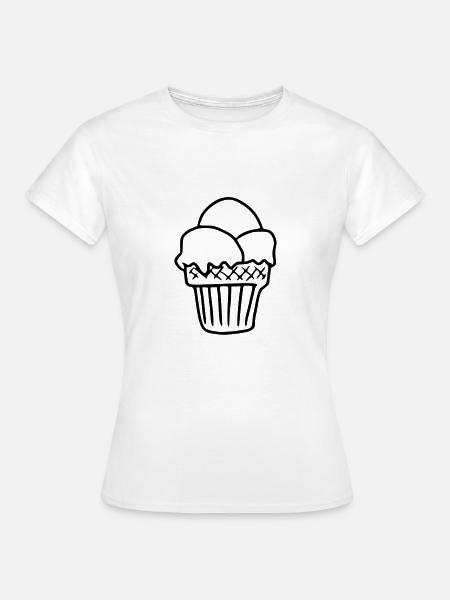 Emoji Ice Cream Sketch Stickers Crème Glacée - T-shirt Femme - blanc