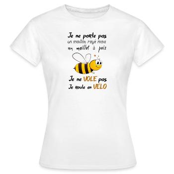 Abeille Vs Cycliste - Humour pour adepte du vélo - T-shirt Femme - blanc - Devant - AI Model Female 172 dark (172cm)