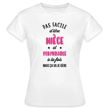 Nièce / Neveu / Oncle / Tante - T-shirt Femme - blanc - Devant - AI Model Female 172 dark (172cm)