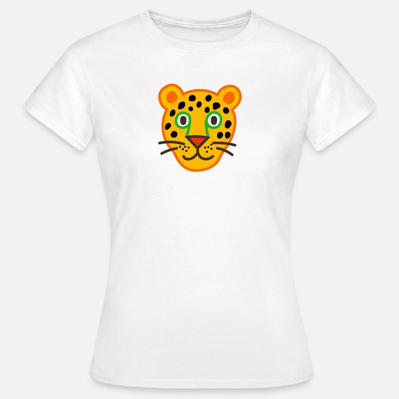Cute Leopard Face Illustration - Women's T-Shirt - white