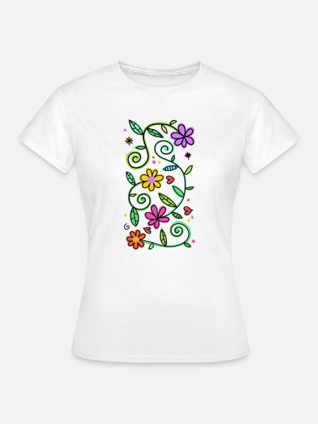 Dekorative Doodle-Gänseblümchen - Frauen T-Shirt - Weiß