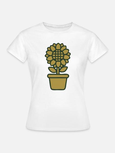 Sonnenblume Blumentopf Gartenarbeit Gärtnerin - Frauen T-Shirt - Weiß