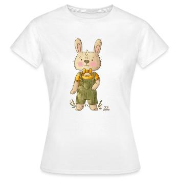 Lapin en salopette avec nœud papillon - T-shirt Femme - blanc - Devant - AI Model Female 172 dark (172cm)