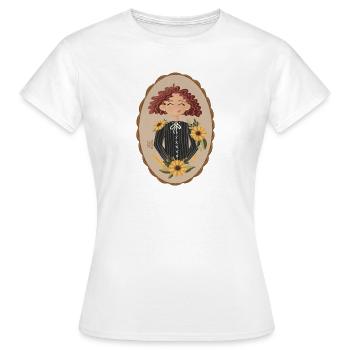 Portrait ovale Sunflower Love - T-shirt Femme - blanc - Devant - AI Model Female 172 dark (172cm)