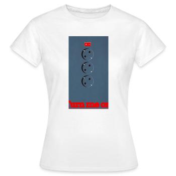Three Sockets on Blue Background - Women's T-Shirt - white - Front - AI Model Female 172 dark (172cm)