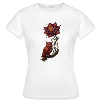 Luminescent Owl and Fire Flower - Women's T-Shirt - white - Front - AI Model Female 172 dark (172cm)