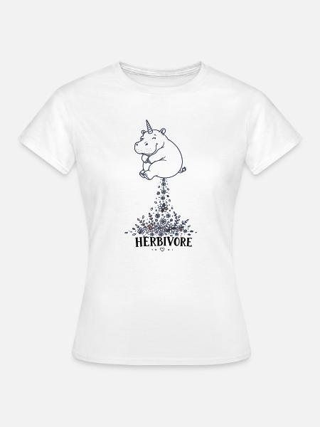 Blumenregen-Hippo Veganer - Frauen T-Shirt - Weiß